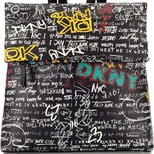 DKNY Women's Multipurpose Fashion Backpack, Black Iconic Graffiti Tilly